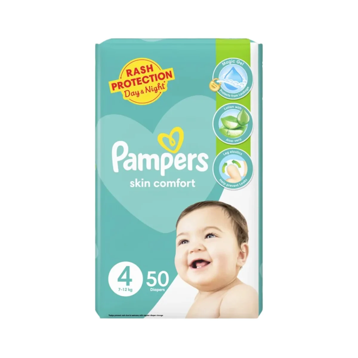 Pampers Skin Comfort Diapers, No.4, 7-12 Kg, 50-Pack - Image 1