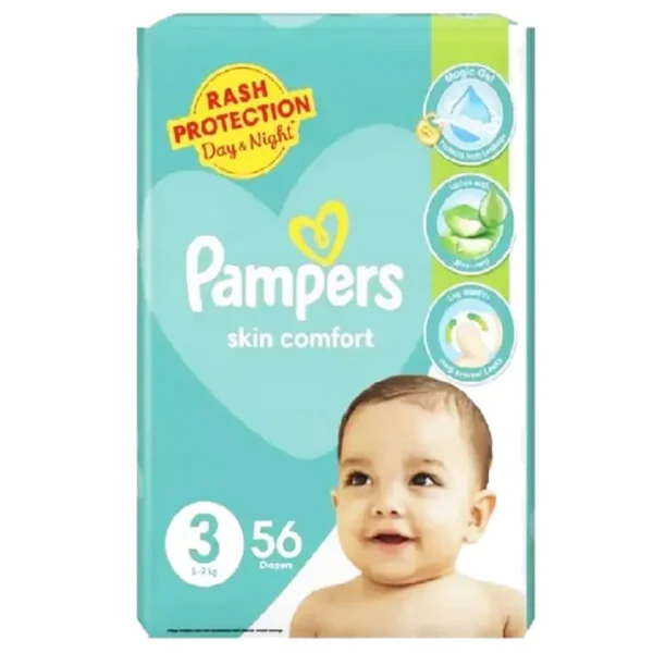 Pampers Skin Comfort Diapers Size 3 (Midi), 56 Ct