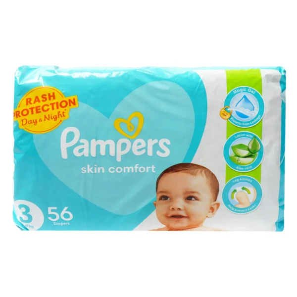 Pampers Skin Comfort Diapers, No.3, 5-9 Kg, 56-Pack